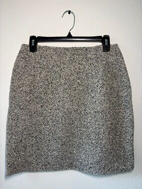 J. Jill Wool Blend Skirt Women's Size 10 Gray Tweed USA Made Classic A-Line